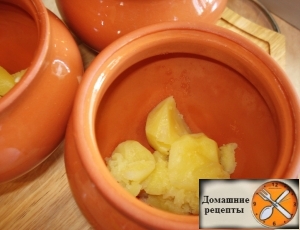 Мясо в горочках с картофелем и грибами